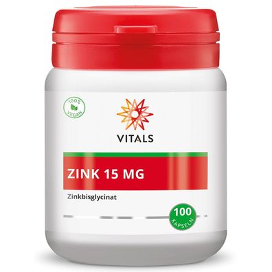 Vitals Zink 15 mg Zinkbisglycinat, 100 Kapseln