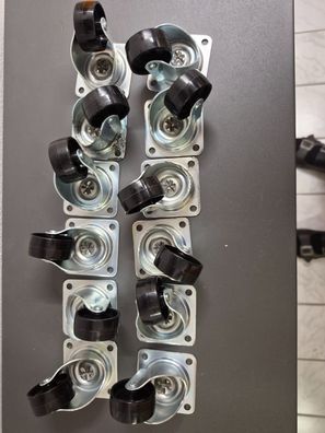 12x Stabile Lenkrollen M?belrollen 55x55mm ? Konvolut Kellerfund ? Top Zustand