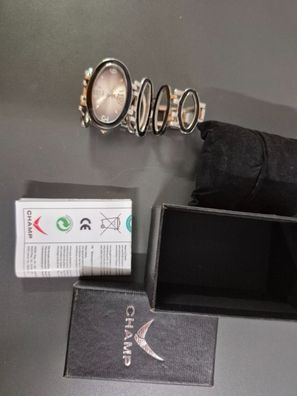 Elegante Damen Armbanduhr CHAMP - Silber-Optik - OVP & Anleitung - Kellerfund