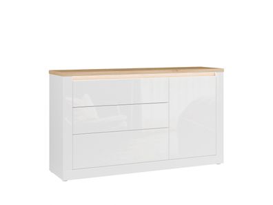 Sideboard Duraoak DUKK222RB-Q356 Kommode 156 cm mit Led - Weiß Hochglanz