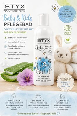 STYX Baby & Kids Pflegebad 200 ml - Sanftes Naturkosmetik-Bad mit BIO-Aloe Vera