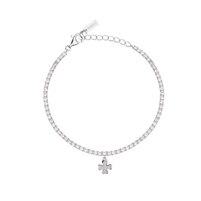 Mabina Tennisarmband Kleeblatt Silber 925 Zirkonia weiß 534160