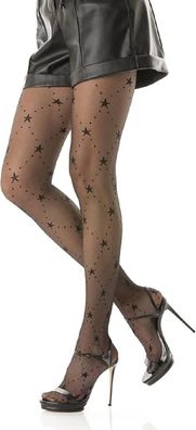 Damen-Strumpfhose mit Punkten und Stern aus Rauten 40 Denier