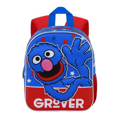 Sesame Street Super Grover Vorschulrucksack Blau Kinder Backpack mit 3D Front