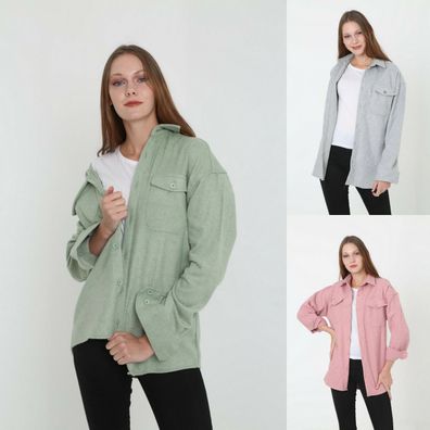 Megaman Jeans D-5592 Moderne Damen Hemdjacke Freizeithemd Holzfäller
