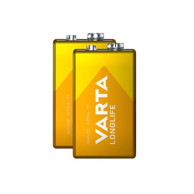 2x Varta 9V Block E Block 4122 Longlife Alkaline 6LR61 MN1604 lose