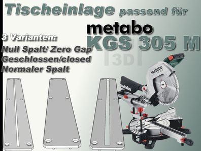 Tischeinlage passend für metabo KGS 305 M Kappsäge normal, Null Spalt, geschlossen
