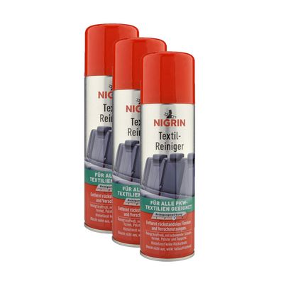 3x NIGRIN Textil Reiniger 300ml 72981 für alle Auto - PKW Textilien und Polster