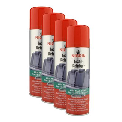 4x NIGRIN Textil Reiniger 300ml 72981 für alle Auto - PKW Textilien und Polster