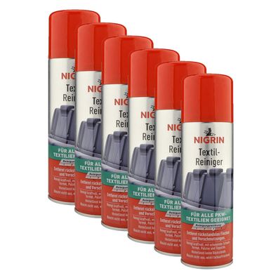 6x NIGRIN Textil Reiniger 300ml 72981 für alle Auto - PKW Textilien und Polster