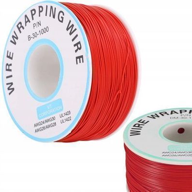 Rosfix Kynar Kabel AWG30 Rot – 0,25 mm Ø, 200 m | 300V, PVC-Isolierung