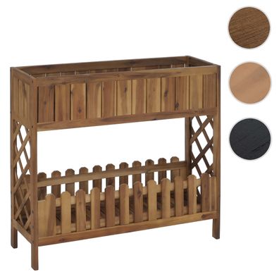 Hochbeet HWC-P83, Blumen-/Pflanzkasten Ablage, Outdoor Akazie Holz FSC® 90x95x31cm