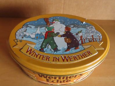 Blechdose oval Werthers Echte Winter in Werther Kinder mit Schneemann