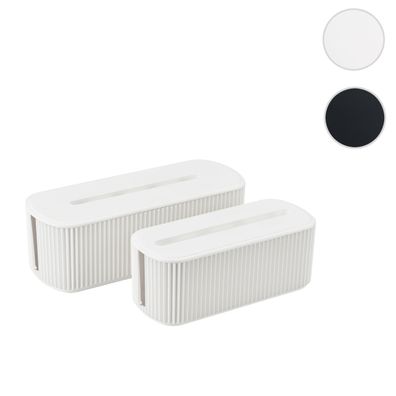 2er-Set Kabelboxen HWC-Q73, Aufbewahrungsbox Kabelmanagement Box, Deckel