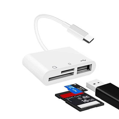D16 USB-C SD / TF USB Kartenleser 3in1 Adapter OTG passend für Handy, Laptop, PC