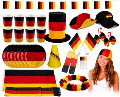 Deutschland Fan Set 30 teilig Nationalmannschaft Party Zubehör EM WM Fanset