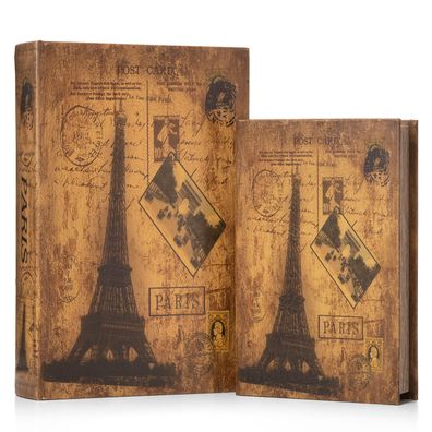Moritz 2er Set Buchtresor Buchattrappe Deko Eifelturm Frankreich Paris Buch Safe Box
