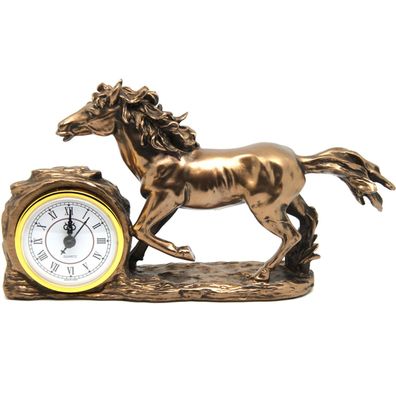 Tischuhr Galoppierendes Pferd Figur Braune Tischdekoration Queen Isabell
