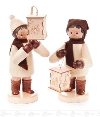 Weihnachtliche Miniatur Laternenkinder groß natur (2) BxHxT 5 cmx14,5 cmx5,5 cm