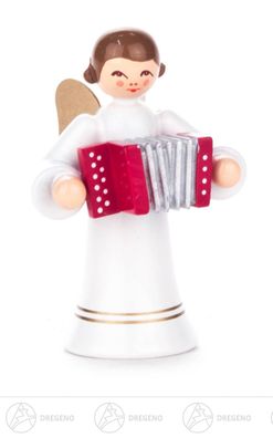 Engel mit Harmonika, langer Rock, farbig H=ca 6cm NEU Weihnachtsfigur Holzfigur