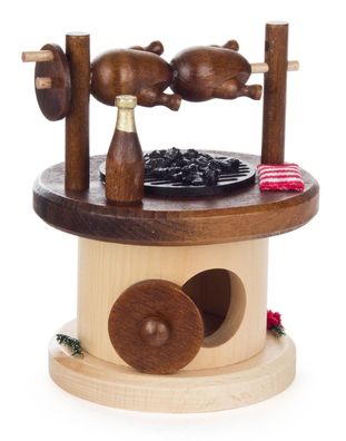 Räucherfigur Hühnchengrill neu geschnitzt 14 cm Grillhuhn Brathuhn Bratgrill