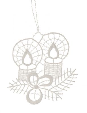 Baumbehang Kerze Plauener Spitze NEU 7x7x0,1cm Weihnachtskerze Baumbehang
