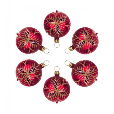 Thüringer Christbaumschmuck Kugel rot-matt Waffelmuster (6) BxHxT 5x5x5cm NEU