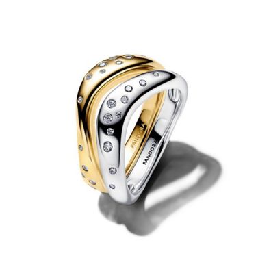 Ring 58 - bicolor - Organisch Geformt 2 Ringe