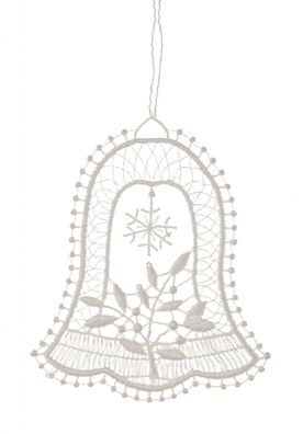 Baumbehang Glocke mit Mistelzweig Plauener Spitze NEU 9x9x0,1cm Weihnachtsglocke
