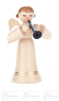 Engel mit Klarinette, langer Rock, natur H=ca 6cm NEU Weihnachtsfigur Holzfigur