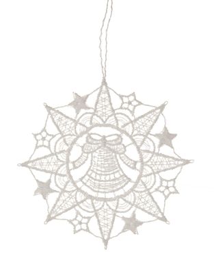 Baumbehang Stern mit Glocke Plauener Spitze NEU 7x7x0,1cm Christbaum Behang