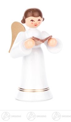 Engel mit Buch, langer Rock, farbig H=ca 6 cm NEU Weihnachtsfigur Holzfigur
