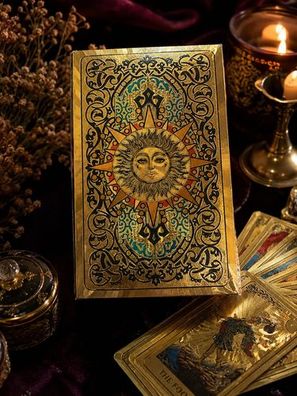 Gold Tarot Karten Deck im Vintage-Stil - 78 Tarotkarten goldener Folienprägung