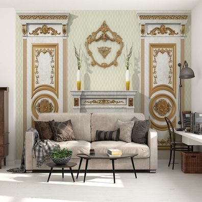 Vlies Fototapete XXL 3D Kamin Römer Säulen Wandtapete Luxus Wandbild 6093