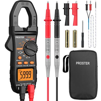 Proster Digitale Stromzange True RMS Auto Ranging mit NCV und LED