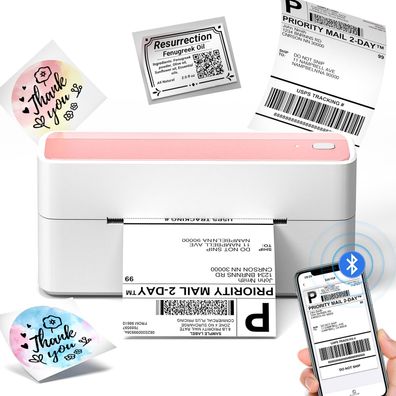 Phomemo 241BT Bluetooth Etikettendrucker 4x6 Versandetiketten Rosa