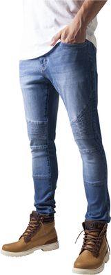 Urban Classics Hose Slim Fit Biker Jeans Blue Washed