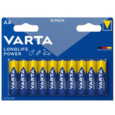 Varta Longlife Power AA Mignon Alkaline Batterien LR6 10er Blister 1,5V