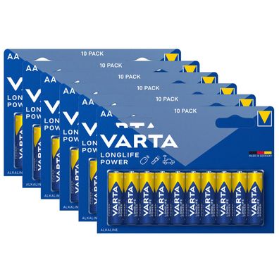 6x Varta Longlife Power AA Mignon Alkaline Batterien LR6 10er Blister 1,5V