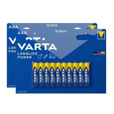 2x Varta Long Life Power 4903 AAA Micro LR03 1,5V Batterie Alkaline Longlife 10er