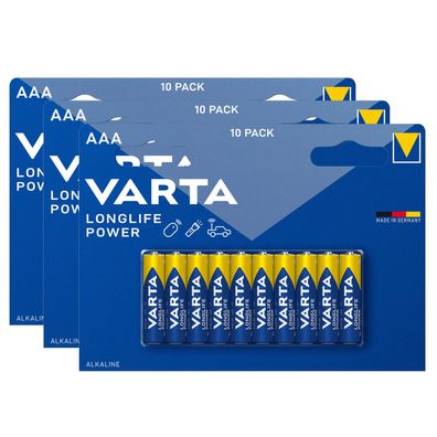 3x Varta Long Life Power 4903 AAA Micro LR03 1,5V Batterie Alkaline Longlife 10er