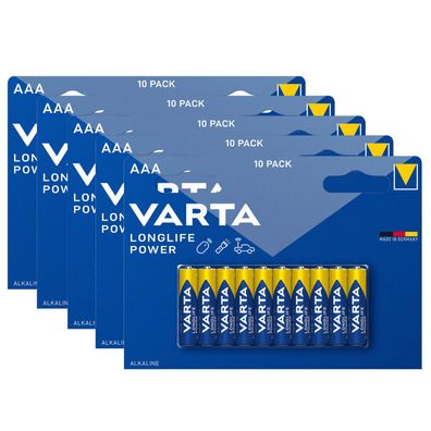 5x Varta Long Life Power 4903 AAA Micro LR03 1,5V Batterie Alkaline Longlife 10er