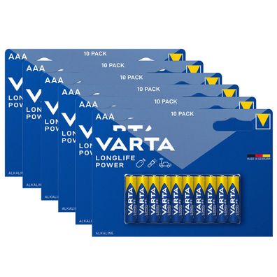 6x Varta Long Life Power 4903 AAA Micro LR03 1,5V Batterie Alkaline Longlife 10er