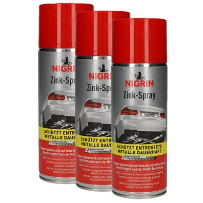 3x Nigrin Zink-Spray 400ml Rost Schutz Korrosions Schutz Grundierung Entrostung