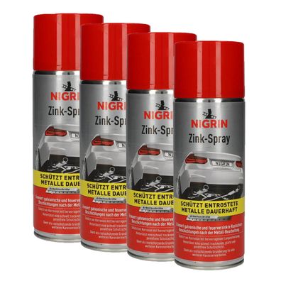 4x Nigrin Zink-Spray 400ml Rost Schutz Korrosions Schutz Grundierung Entrostung
