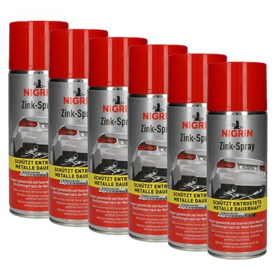 6x Nigrin Zink-Spray 400ml Rost Schutz Korrosions Schutz Grundierung Entrostung