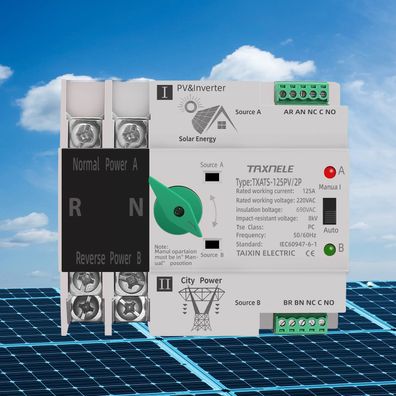 Taxnele Automatischer Transferschalter ATS PV 2P 125A USV Wechselrichter