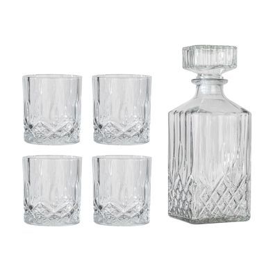 Whisky Set mit Karaffe Dekanter Whiskeyset 5-tlg. Whiskeygläser Whiskykaraffe HI
