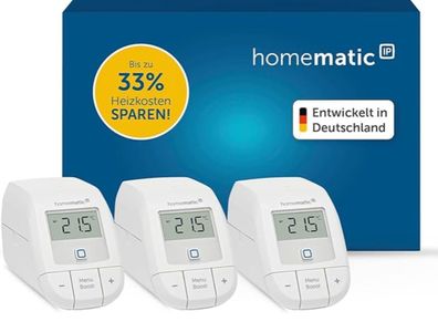 Homematic IP 161216A1 Heizungsset, 3 digitale Thermostate, App-Steuerung, Alexa/Goog