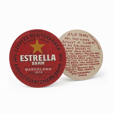 Estrella Damm Bierdeckel 100er Set - Runde Bieruntersetzer / Bierfilze aus Kart